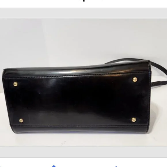 LRL RALPH LAUREN GLAZED LEATHER SATCHEL HAND BAG with GOLD Logo HARDWARE - Picture 12 of 16